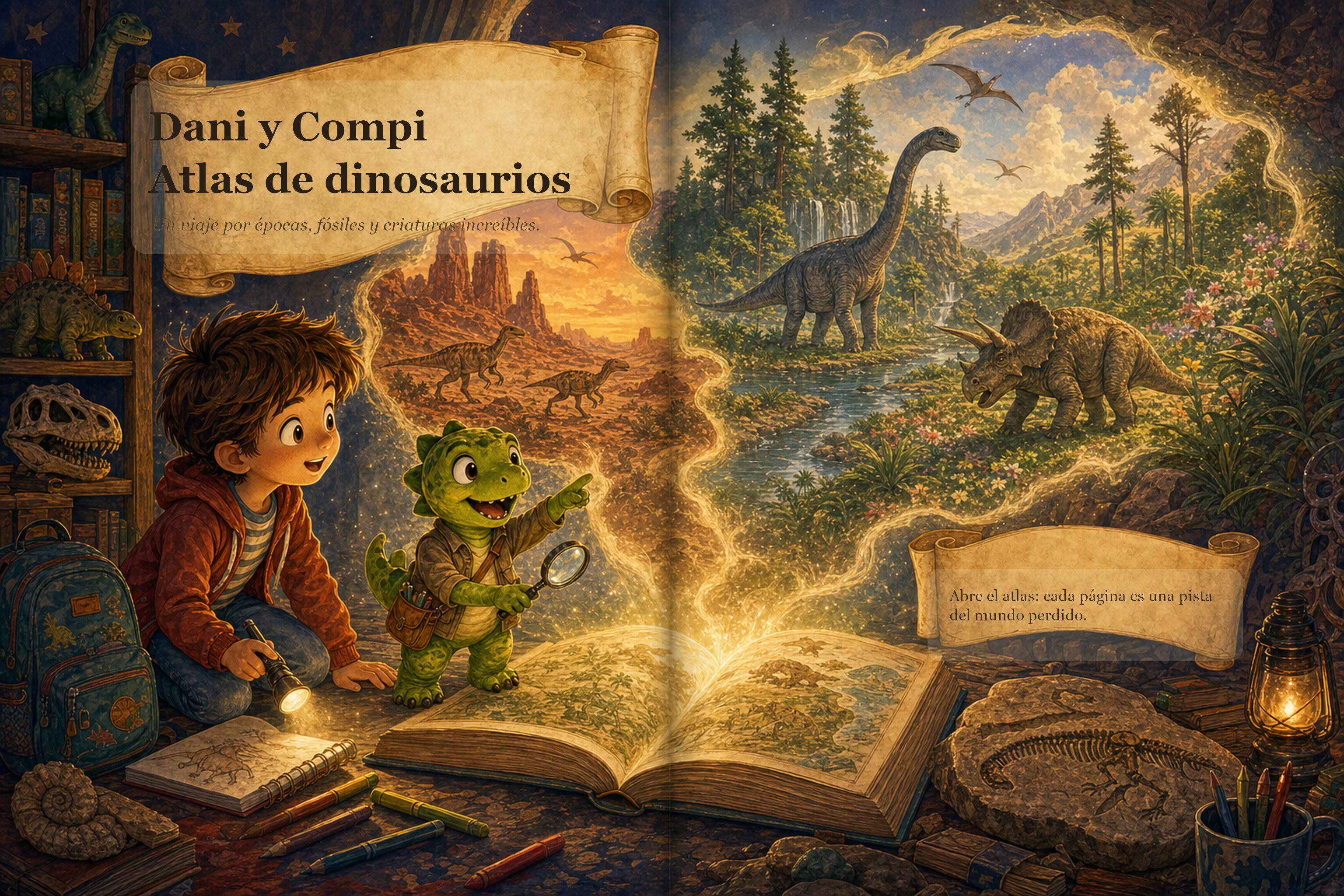 Página ilustrada del álbum Dani y Compi